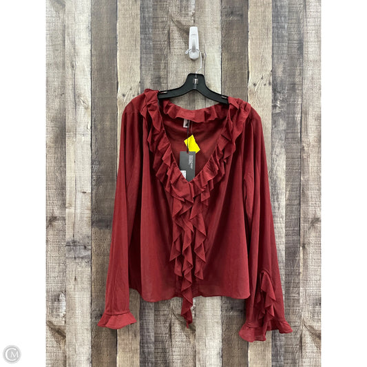 Blouse Long Sleeve By Future Collective In Red, Size: 1x