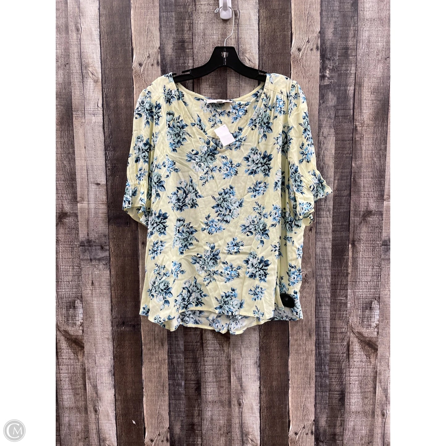 Top Short Sleeve By Loft In Blue & Yellow, Size: Xl