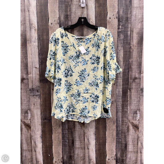 Top Short Sleeve By Loft In Blue & Yellow, Size: Xl