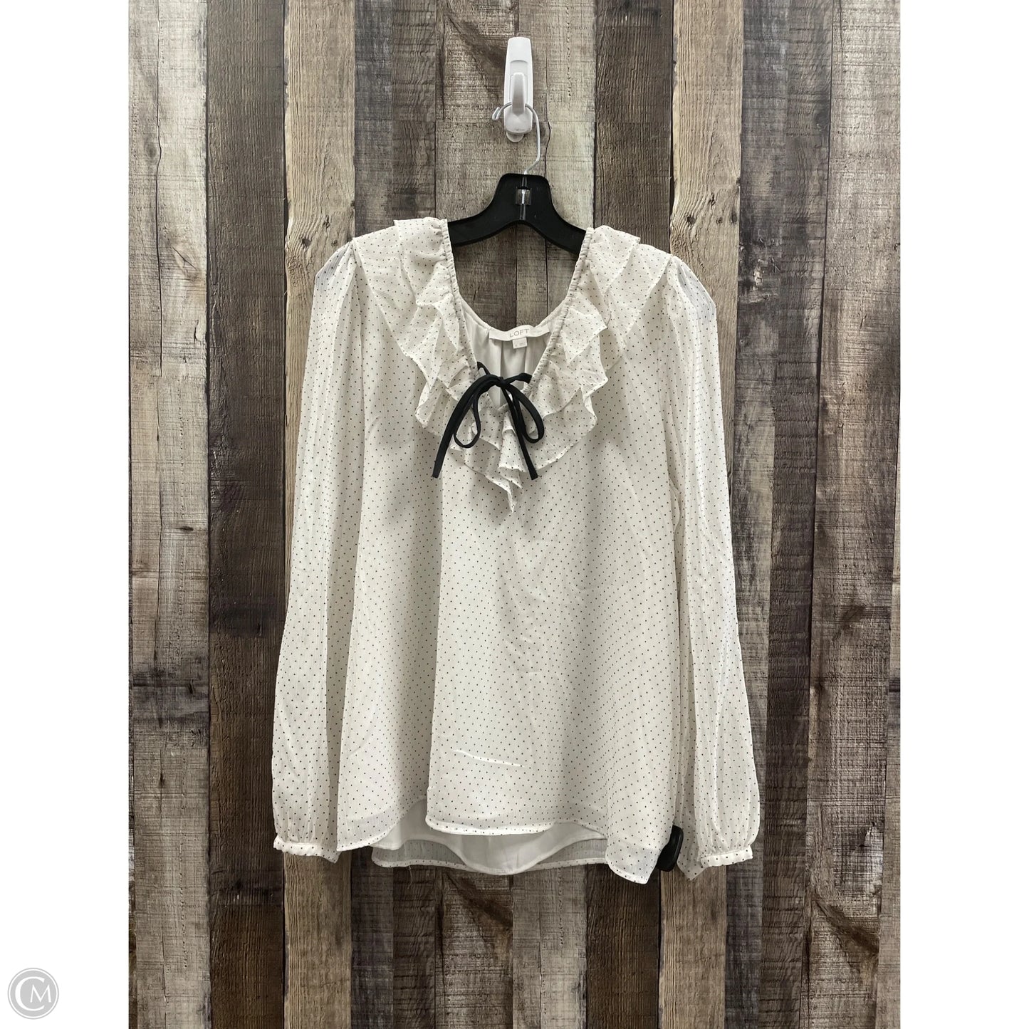Top Long Sleeve By Loft In Black & Cream, Size: Xl