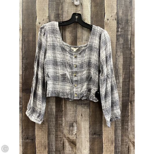 Top Long Sleeve By Cme In Grey, Size: L