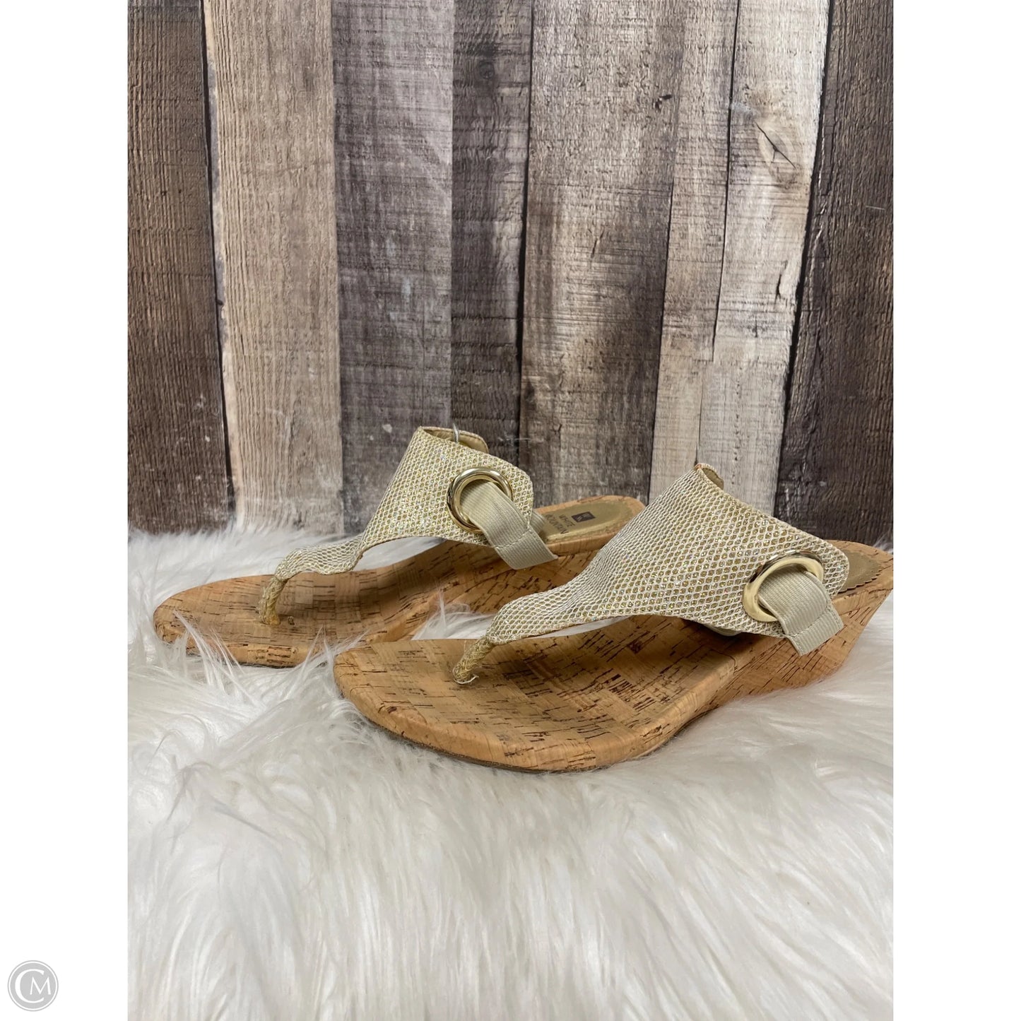 Sandals Heels Wedge By White Mountain In Gold, Size: 8