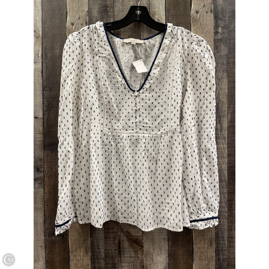 Top Long Sleeve By Loft In Blue & White, Size: L