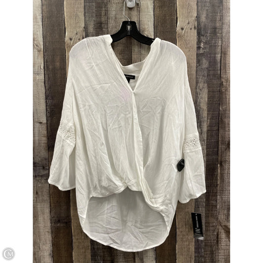 Top Long Sleeve By Inc In White, Size: L