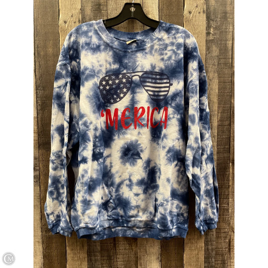 Top Long Sleeve By Cme In Blue & Red, Size: M