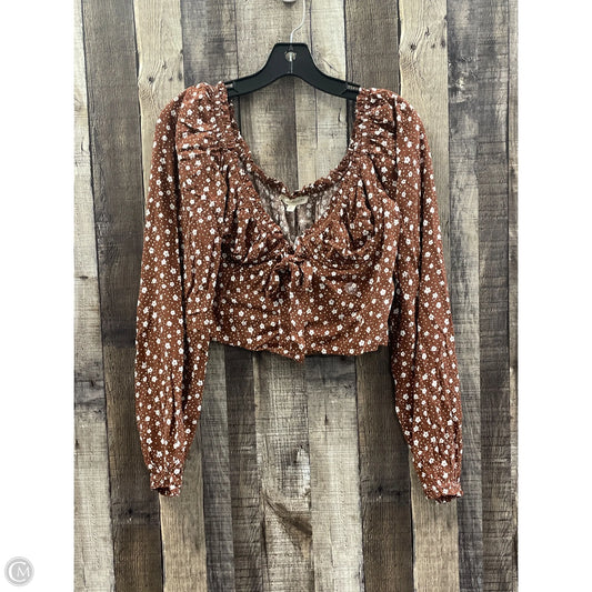 Top Long Sleeve By La Hearts In Brown, Size: M