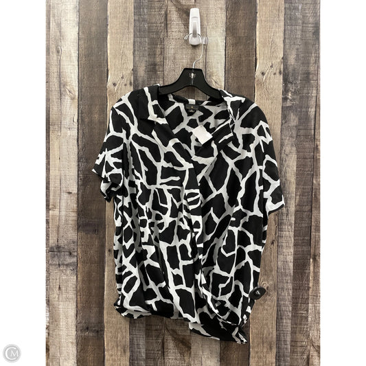 Top Short Sleeve By Worthington In Black & White, Size: Xl