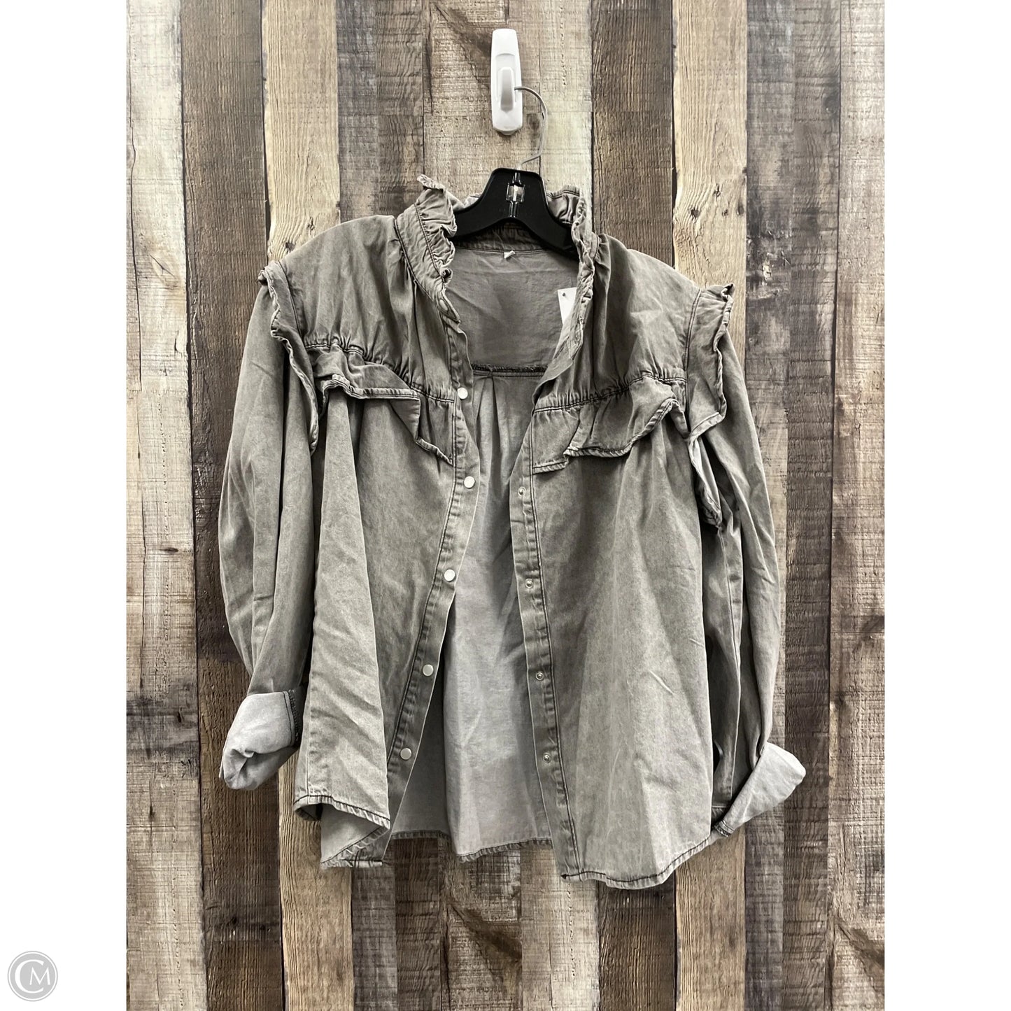 Top Long Sleeve By Cmf In Grey, Size: L