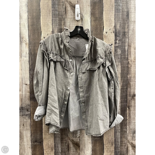 Top Long Sleeve By Cmf In Grey, Size: L