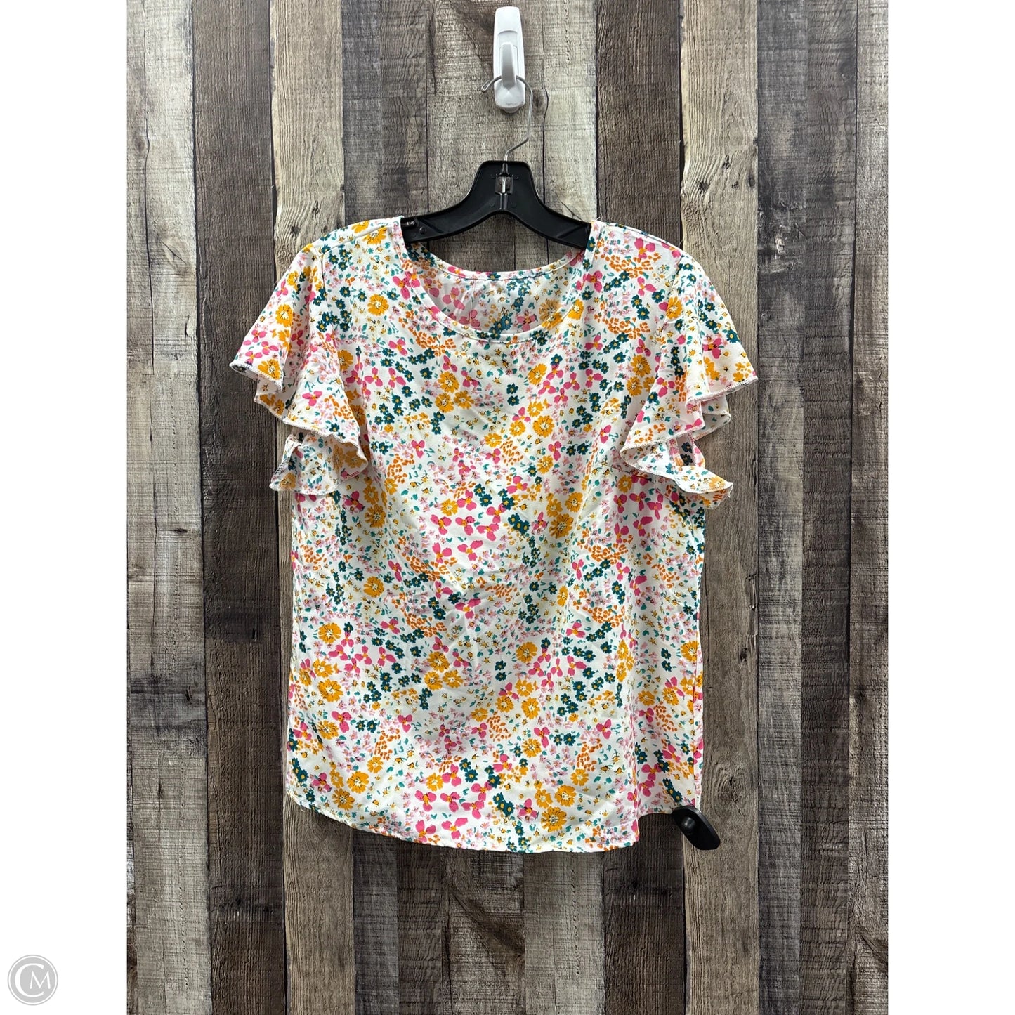 Top Short Sleeve By Shein In Floral Print, Size: M