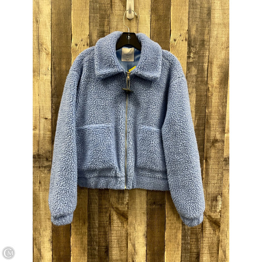 Jacket Faux Fur & Sherpa By Cme In Blue, Size: M