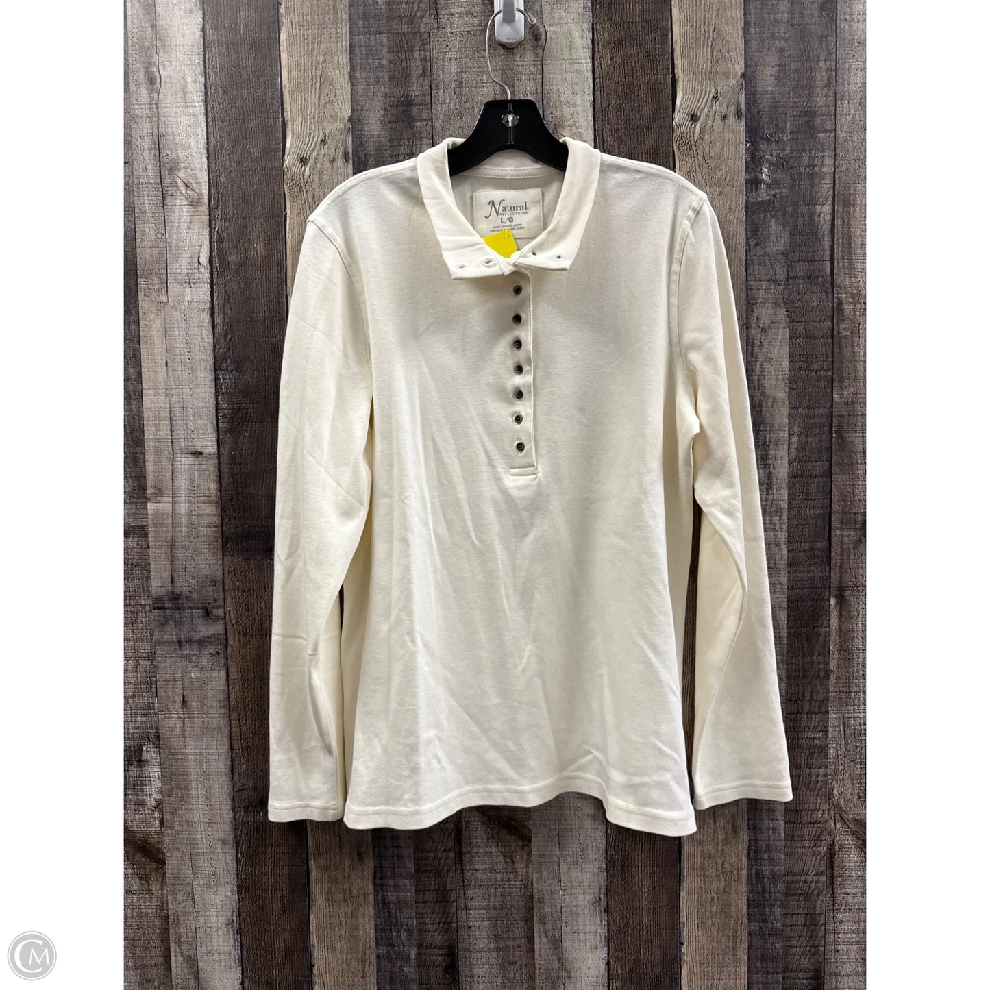 Top Long Sleeve By Natural Reflections In Cream, Size: L