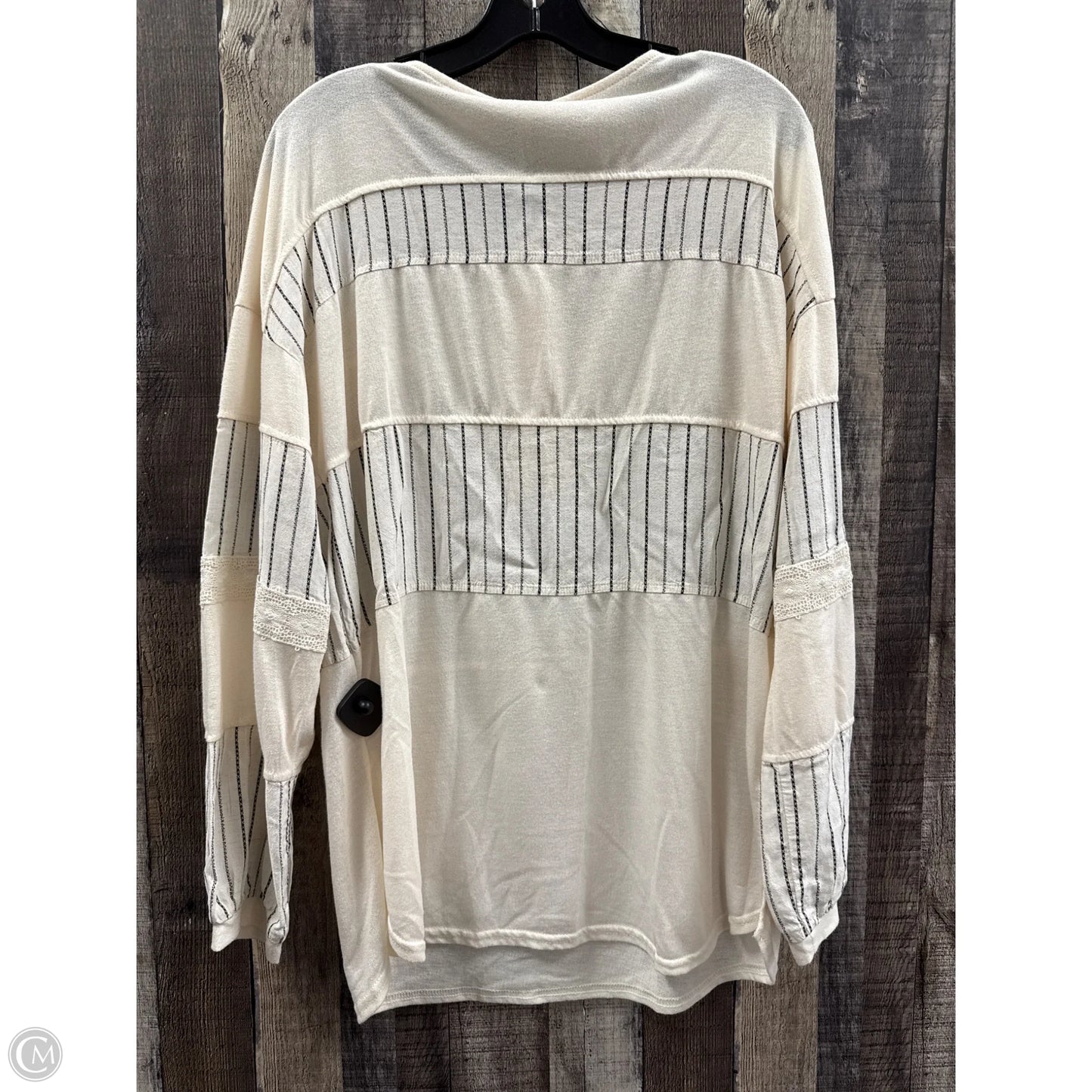 Top Long Sleeve By Gimmicks In Cream, Size: L