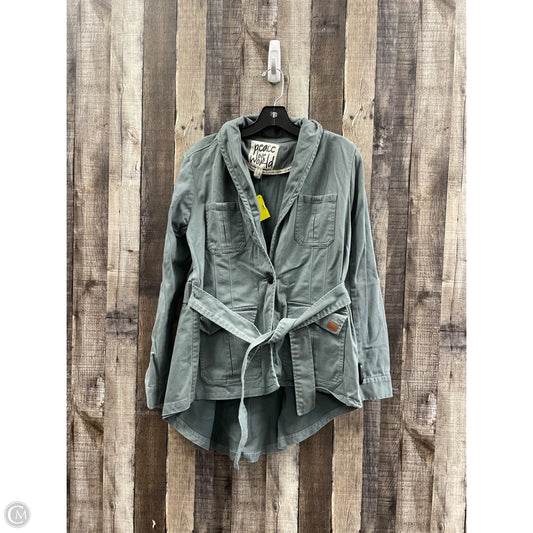 Jacket Shirt By Peace Love World In Grey, Size: M