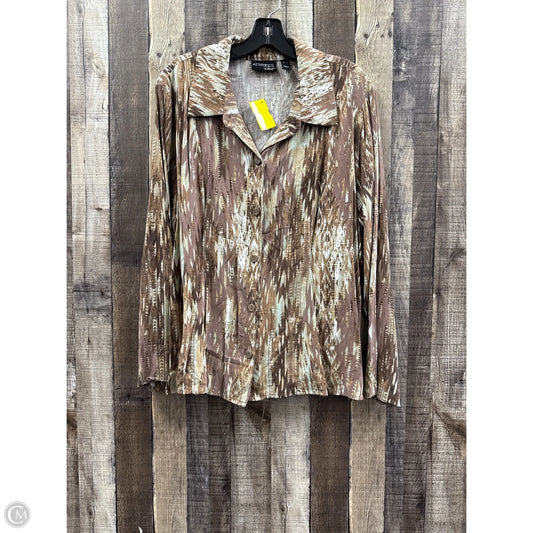 Top Long Sleeve By Cme In Brown, Size: Xl