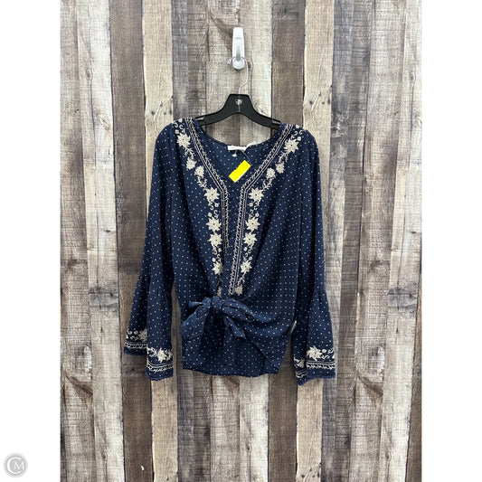 Top Long Sleeve By Blu Pepper In Navy, Size: L