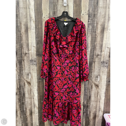 Dress Casual Midi By J. Crew In Black & Red, Size: Xl