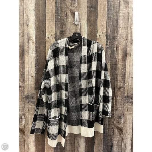 Sweater Cardigan By Loft In Checkered Pattern, Size: L