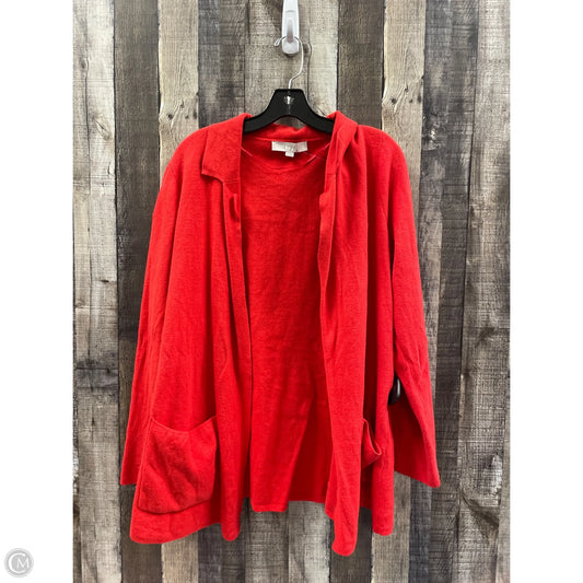 Sweater Cardigan By Loft In Red, Size: Xl