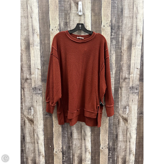 Top Long Sleeve By Zenana In Brown, Size: L
