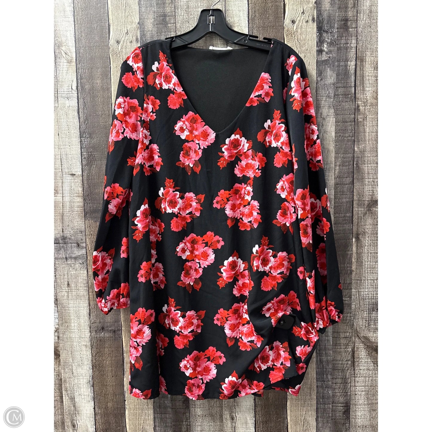 Dress Casual Short By Peach Love Cream California In Black & Red, Size: Xl