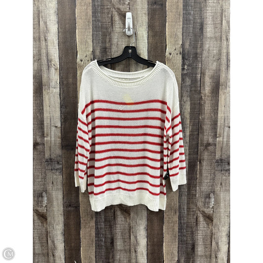 Sweater By Loft In Red & White, Size: Xl