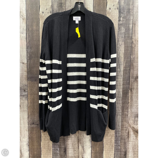 Sweater Cardigan By Croft And Barrow In Striped Pattern, Size: M