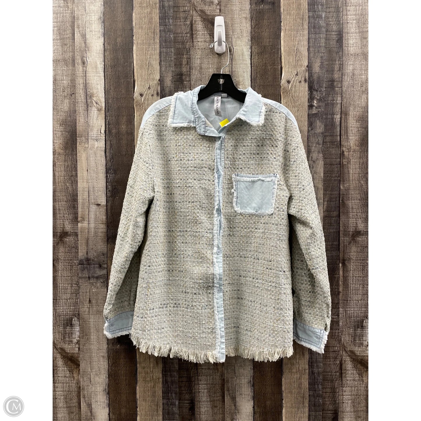 Top Long Sleeve By Grace + Karma In Blue & Cream, Size: S