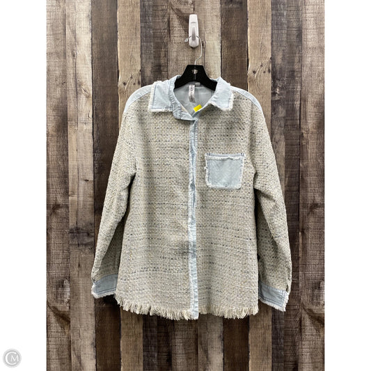 Top Long Sleeve By Grace + Karma In Blue & Cream, Size: S