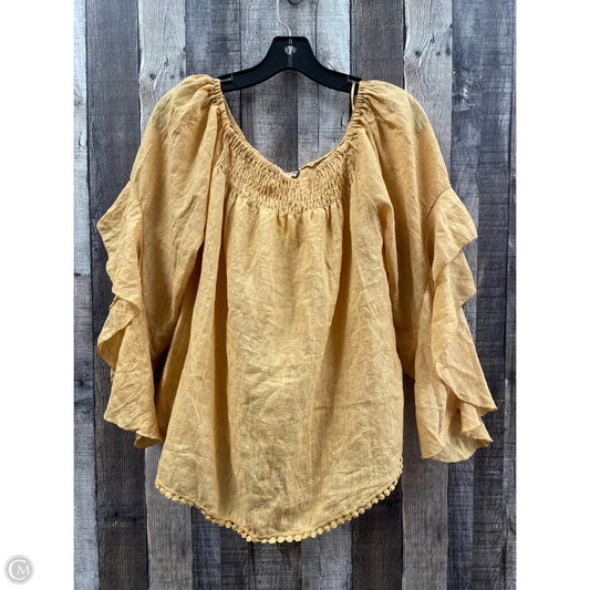 Top Long Sleeve By Cme In Yellow, Size: L