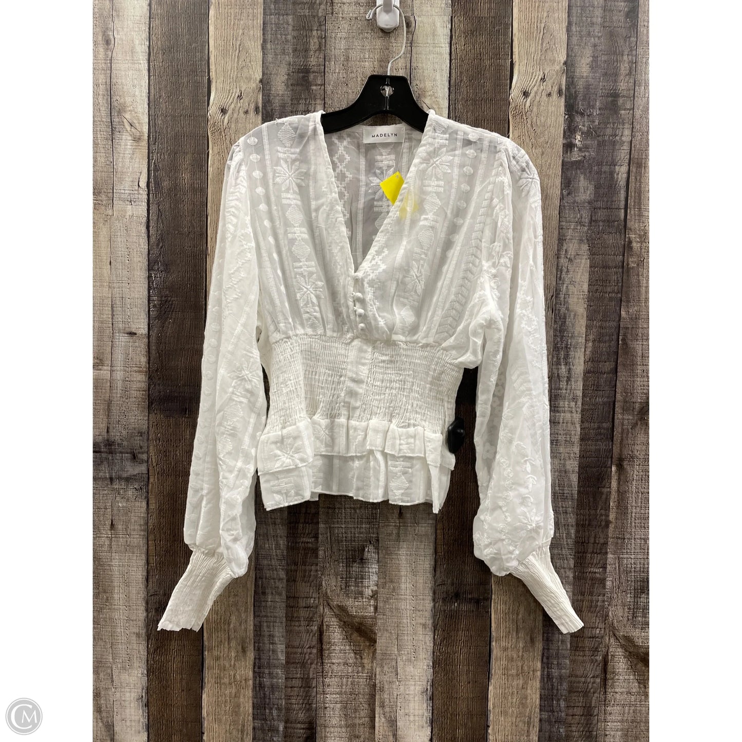 Top Long Sleeve By Cme In White, Size: S