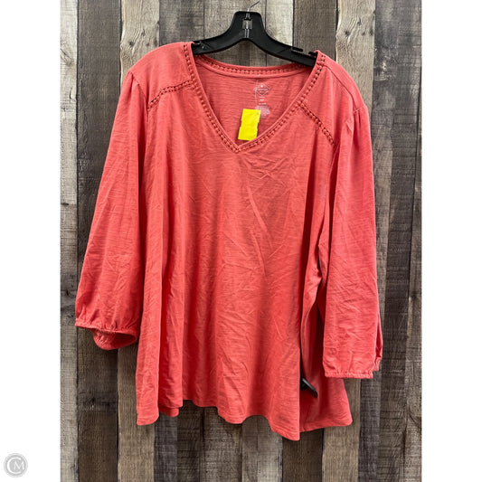 Top 3/4 Sleeve By St Johns Bay In Coral, Size: 2x