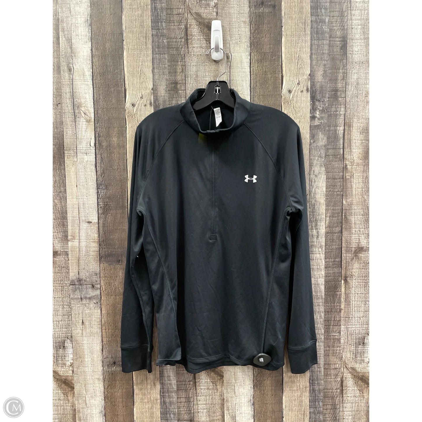 Athletic Top Long Sleeve Collar By Under Armour In Black, Size: Xl