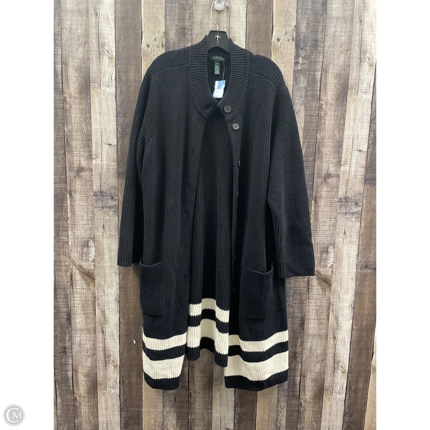 Sweater Cardigan By Ralph Lauren In Black, Size: 3x