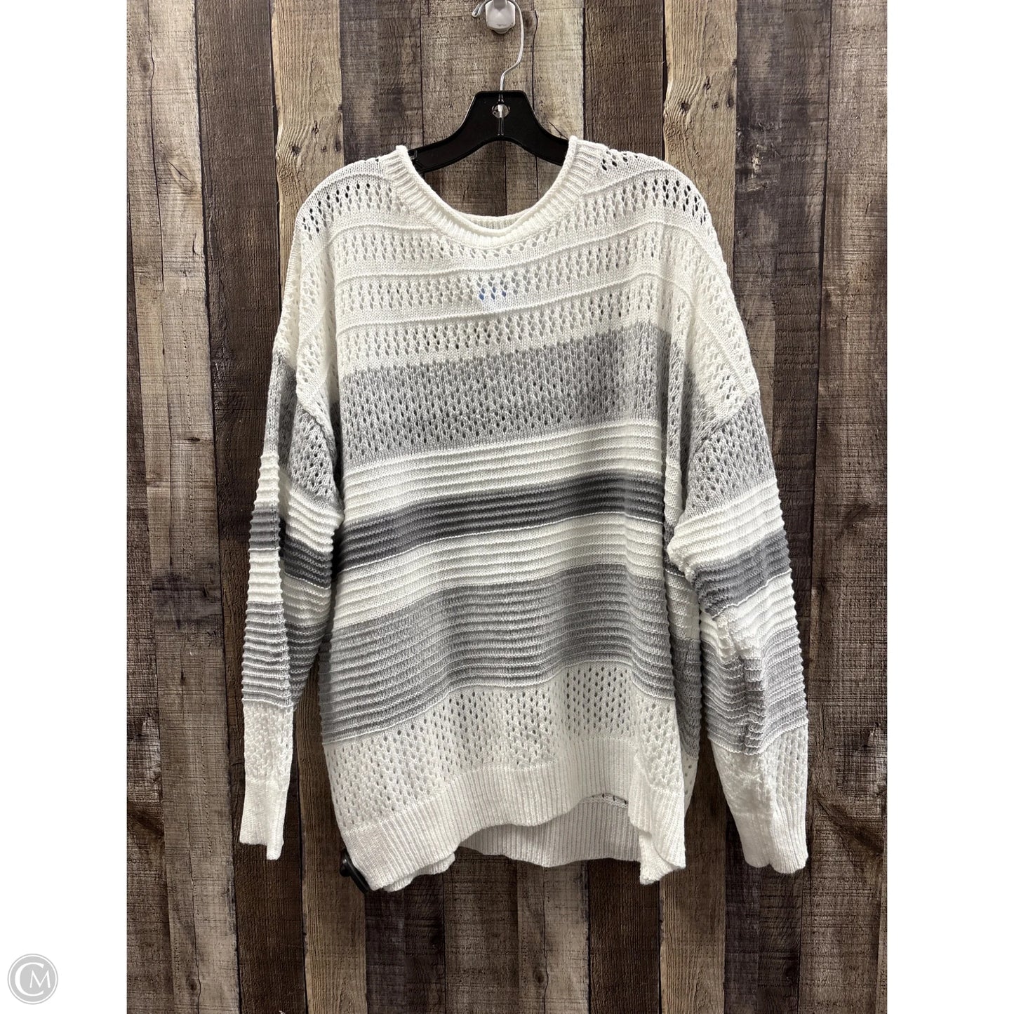 Sweater By Cmf In Grey & White, Size: 2x