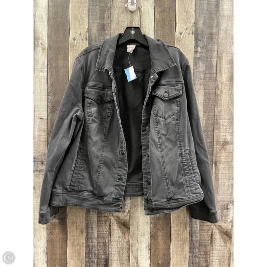 Jacket Denim By Chicos In Black Denim, Size: Xl