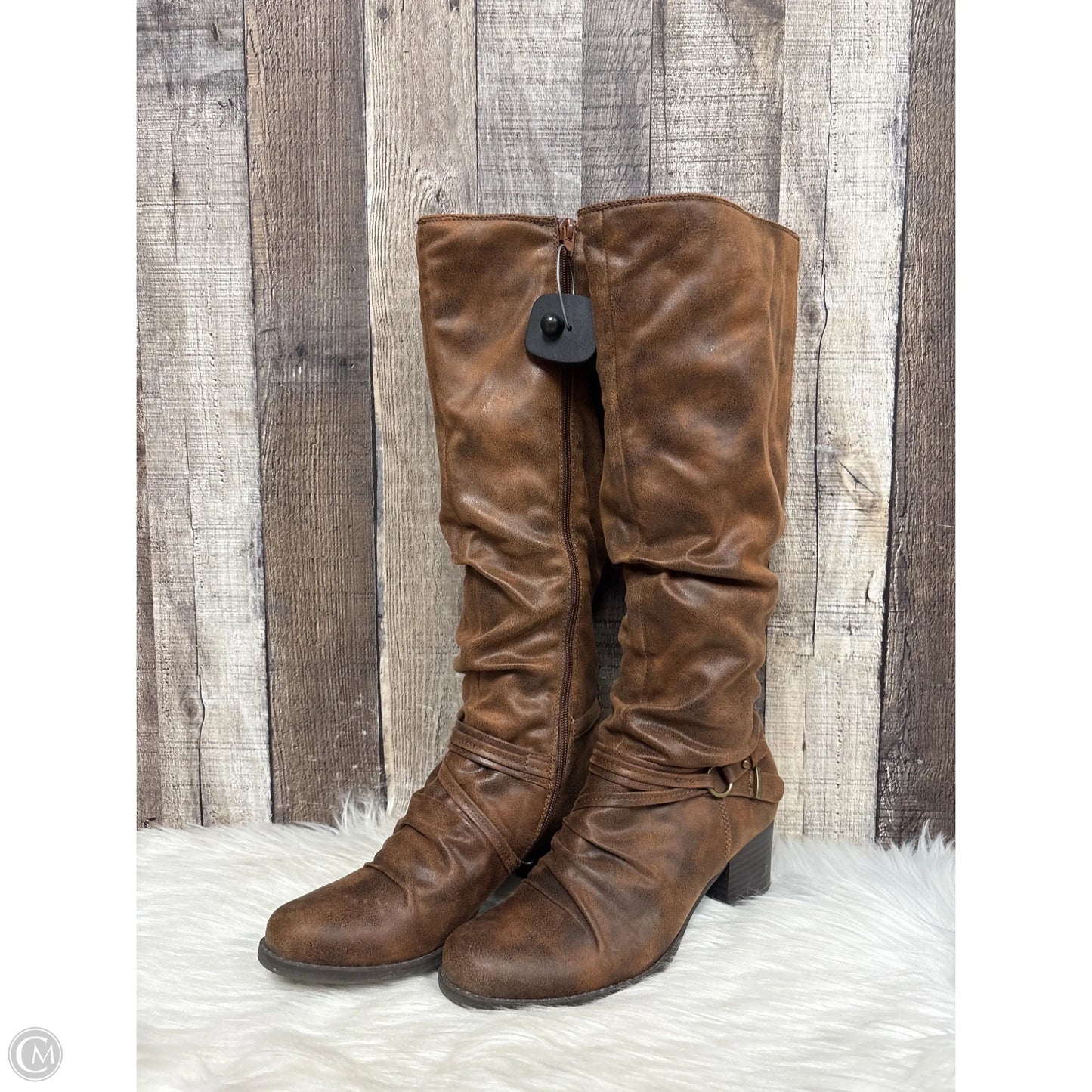 Boots Knee Heels By Yuu Collection In Brown, Size: 7