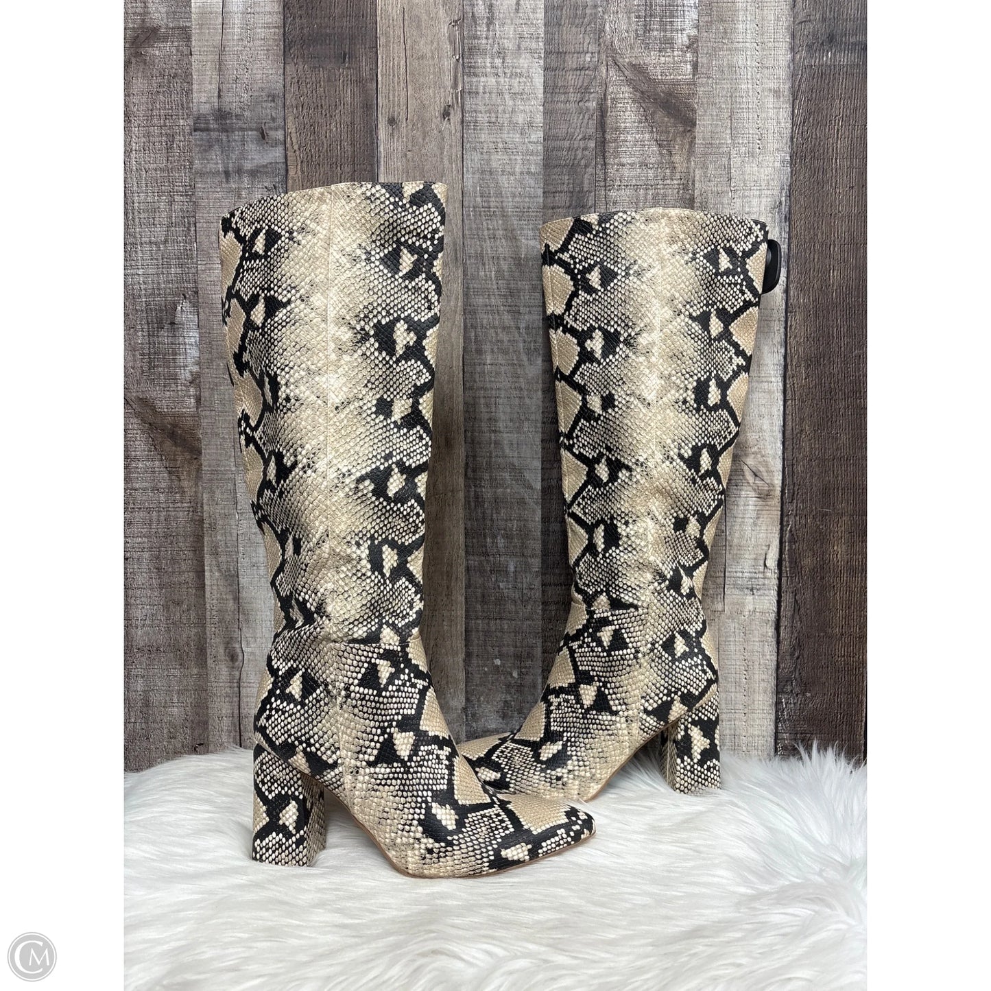 Boots Knee Heels By Cmf In Snakeskin Print, Size: 8.5