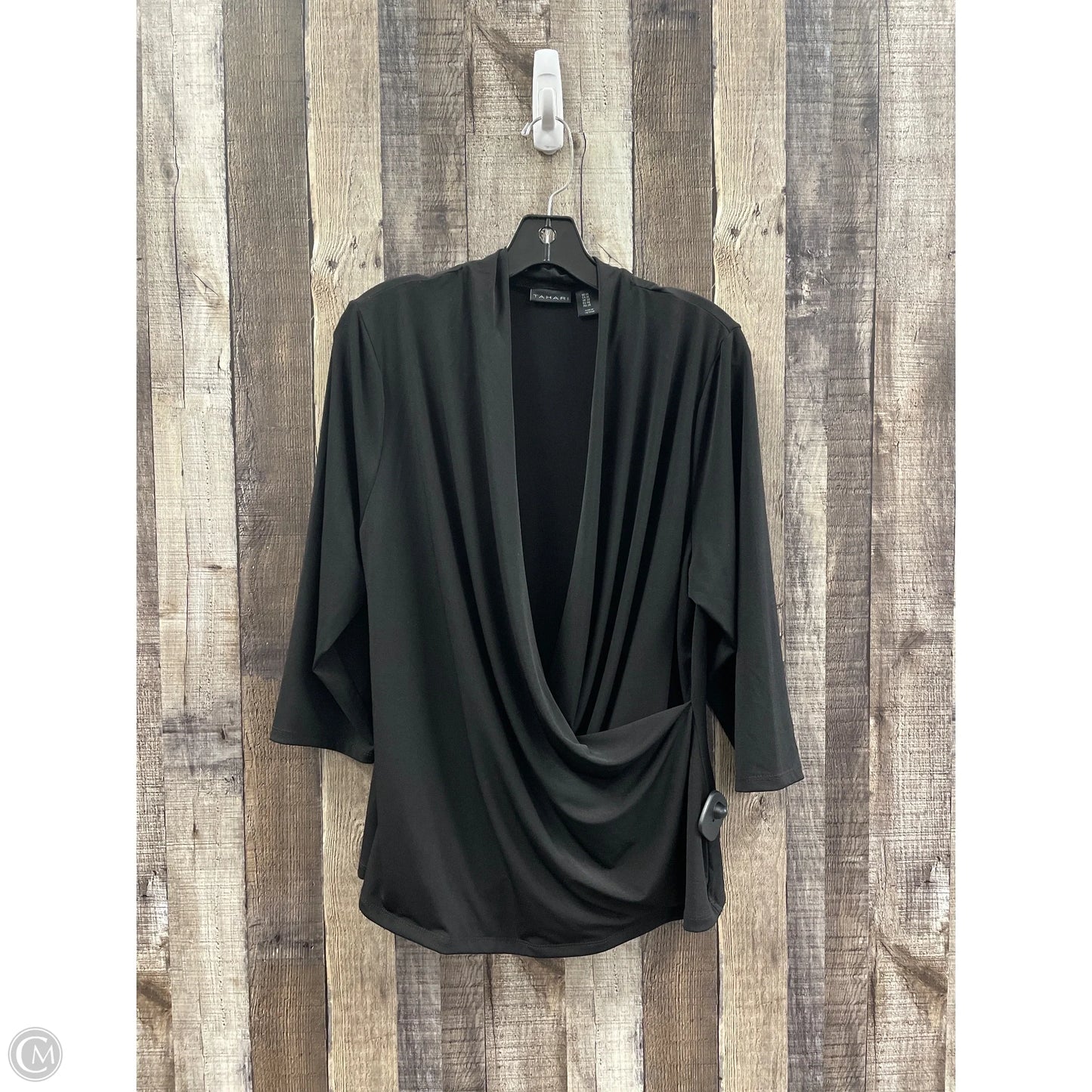 Top 3/4 Sleeve By Tahari In Black, Size: 1x