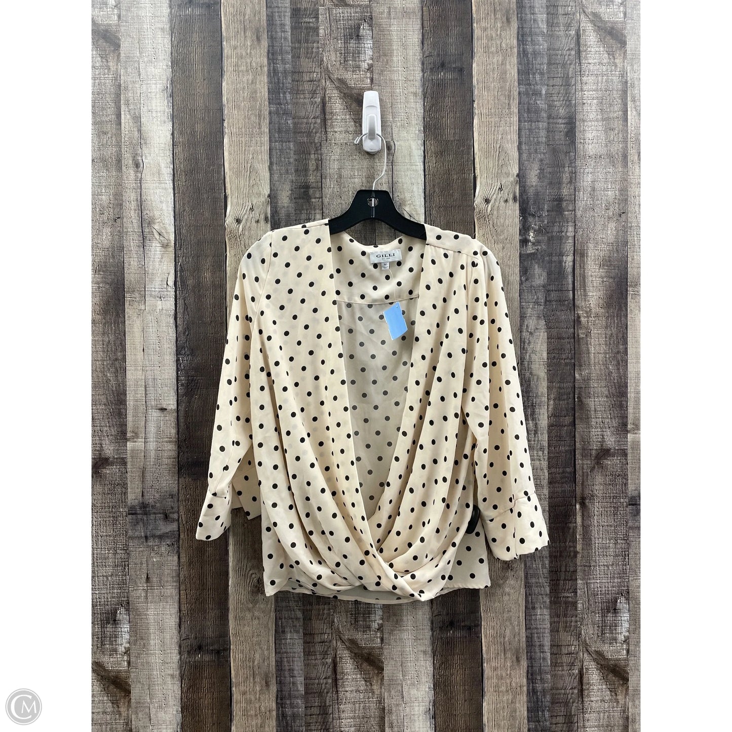 Top Long Sleeve By Gilli In Polkadot Pattern, Size: M