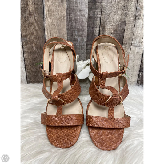 Sandals Heels Block By Comfort Casual In Brown, Size: 11