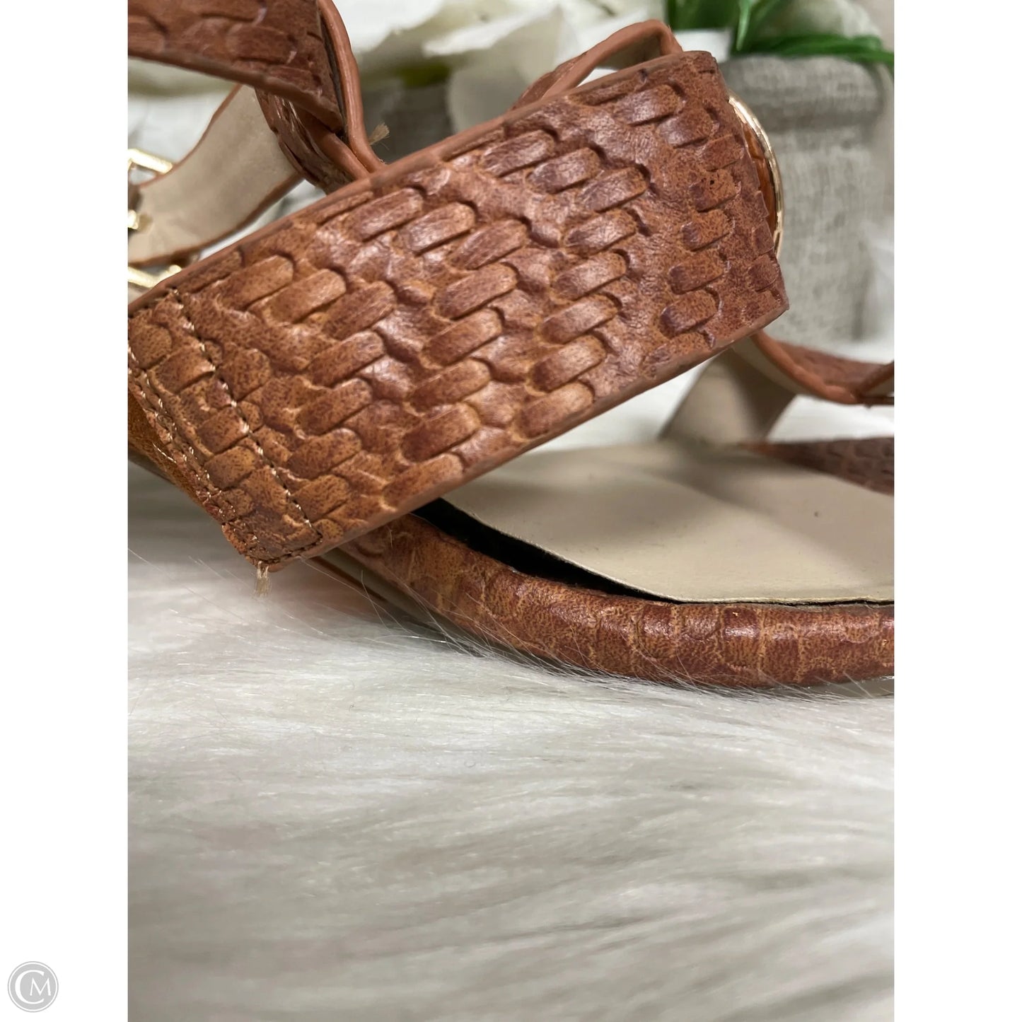 Sandals Heels Block By Comfort Casual In Brown, Size: 11