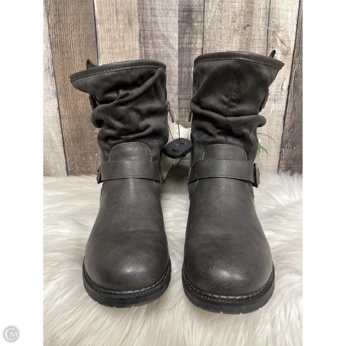 Boots Ankle Heels By Cme In Grey, Size: 8.5