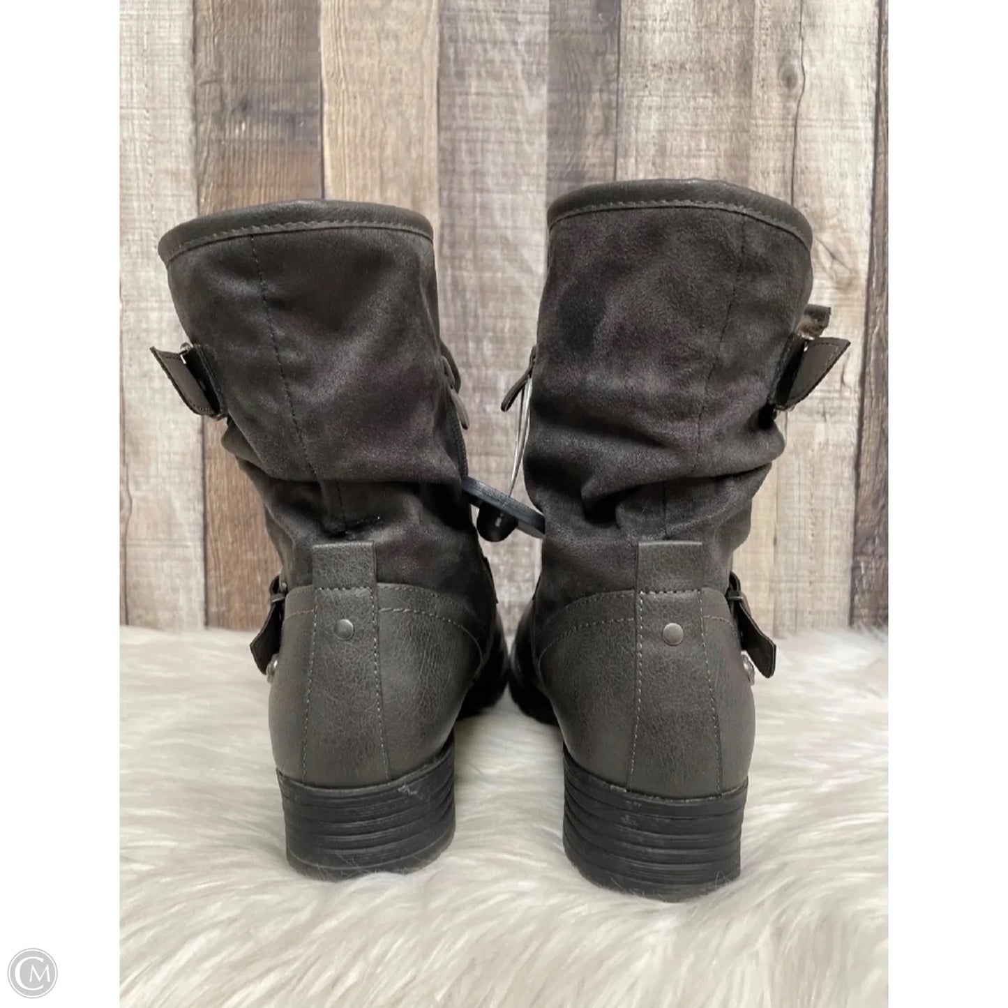 Boots Ankle Heels By Cme In Grey, Size: 8.5