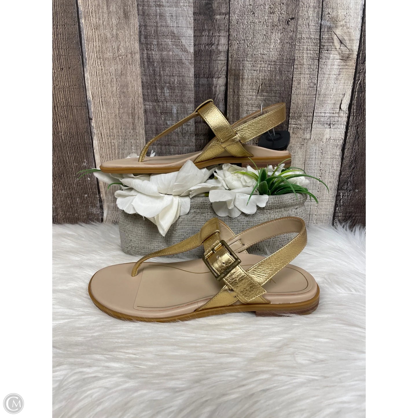 Sandals Flats By Vionic In Gold, Size: 6