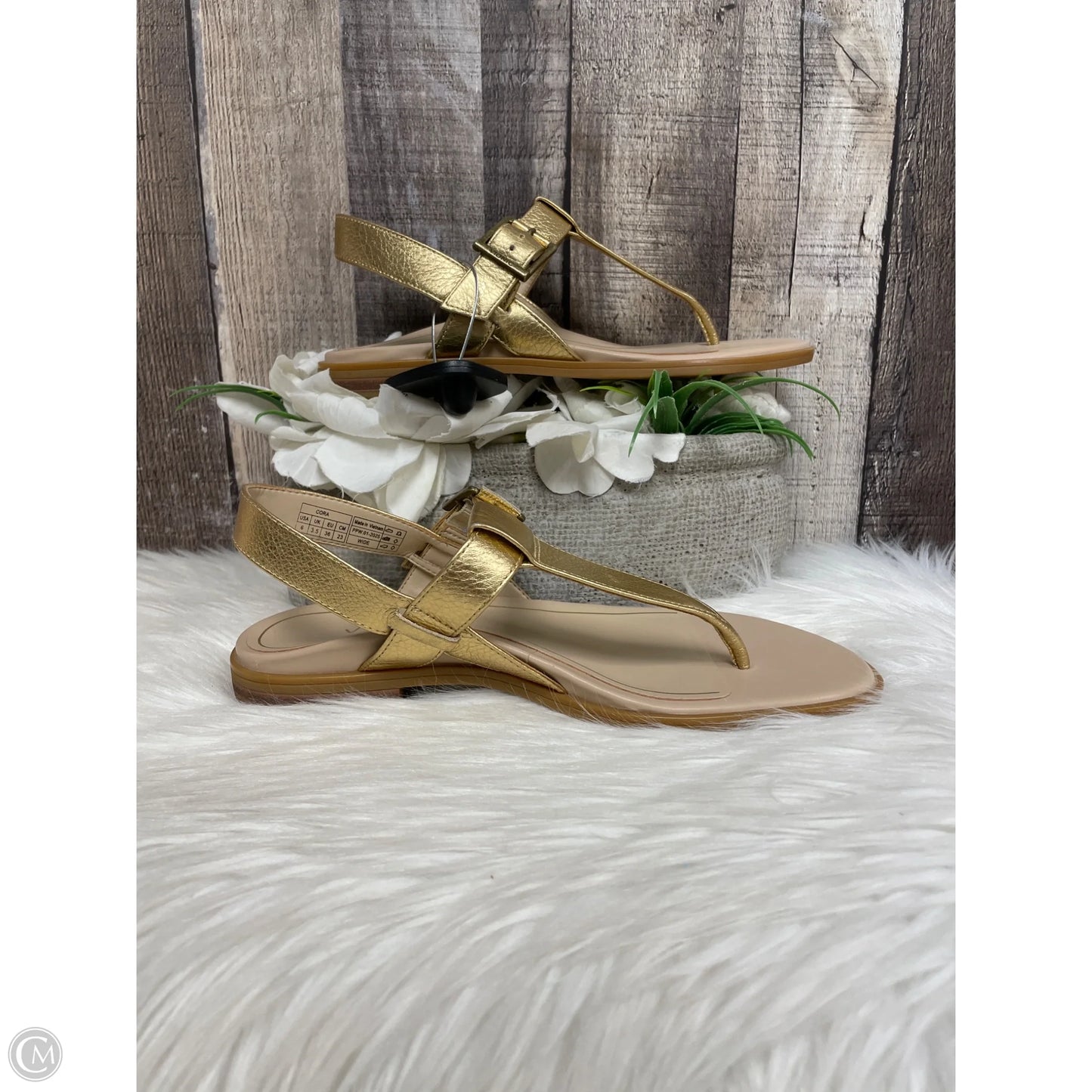 Sandals Flats By Vionic In Gold, Size: 6