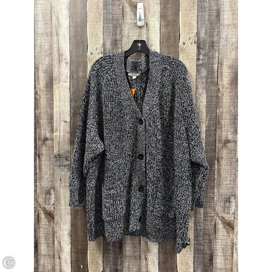 Sweater Cardigan By Woman Within In Black & White, Size: 4x