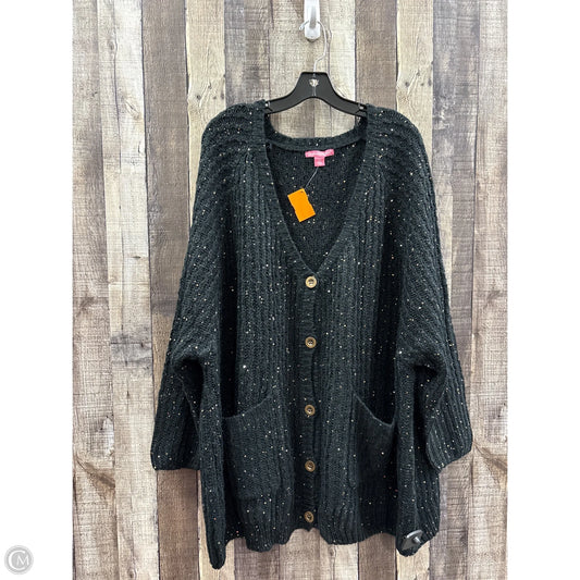 Sweater Cardigan By Woman Within In Black & Gold, Size: 4x