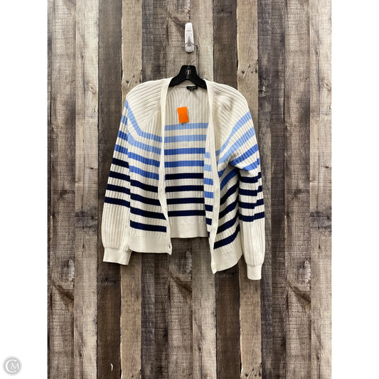 Sweater Cardigan By Talbots In Blue & White, Size: M