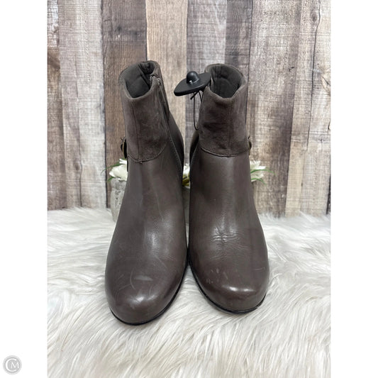 Boots Ankle Heels By Clarks In Brown, Size: 11